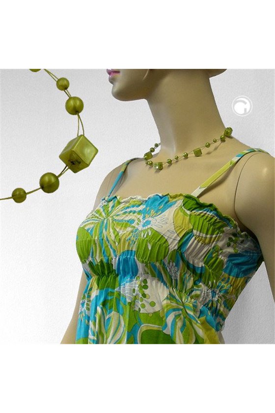 NECKLACE CUBE BEADS GREEN-OLIVE 45CM