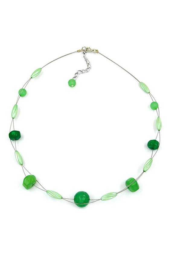 NECKLACE GREEN BEADS ROUND AND OVAL