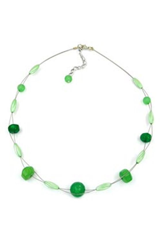 NECKLACE GREEN BEADS ROUND AND OVAL