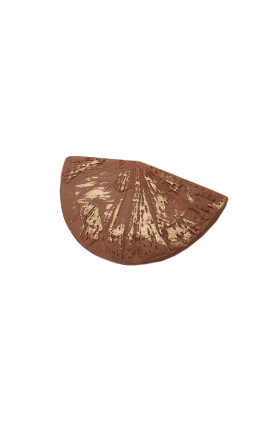 BROOCH HAND FAN BROWN GOLD COLOURED