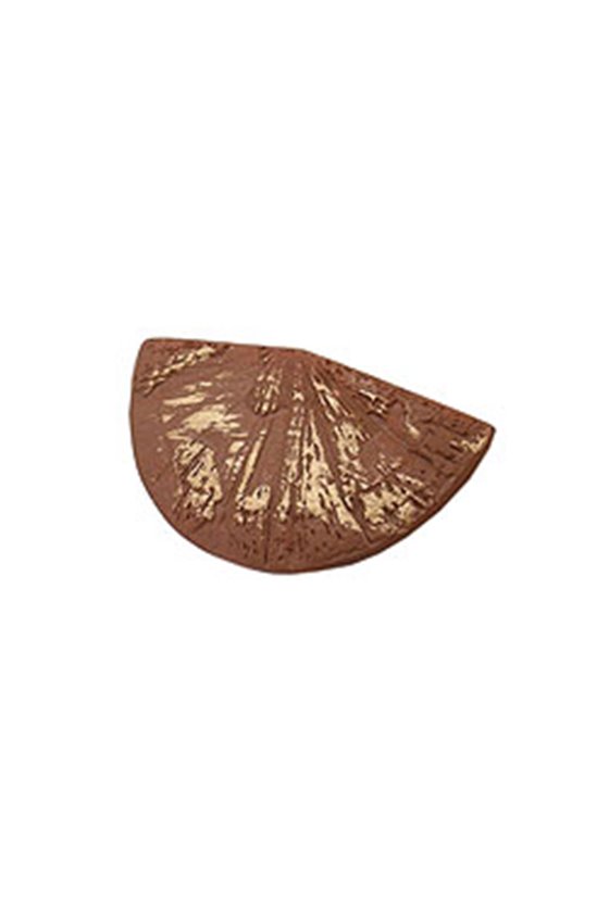 BROOCH HAND FAN BROWN GOLD COLOURED