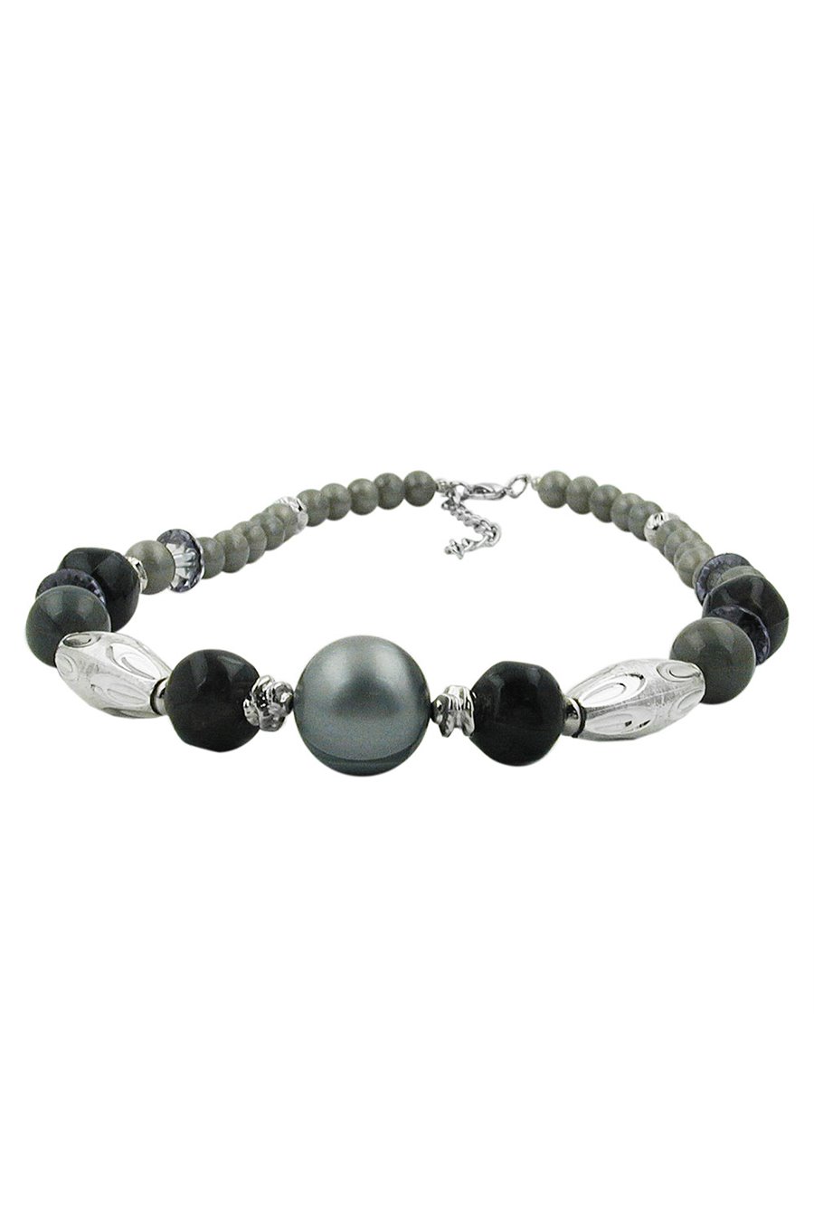NECKLACE OLIVE/ SILVERGREY CHROMED