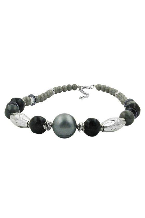 NECKLACE OLIVE/ SILVERGREY CHROMED