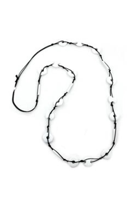 NECKLACE OVAL WHITE RINGS BLACK CHAIN 100CM