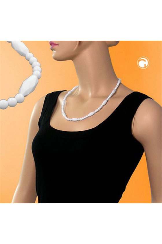 NECKLACE BEADS WHITE 55CM