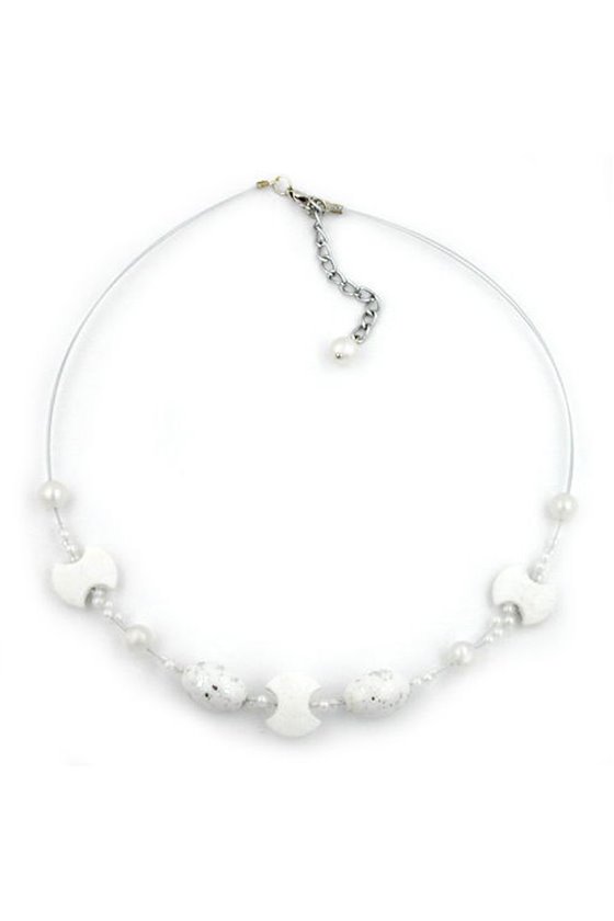 NECKLACE ROUND ANTIQUE-LIKE WHITE 45CM