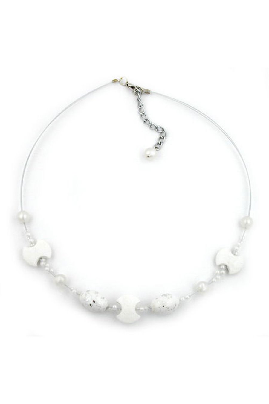 NECKLACE ROUND ANTIQUE-LIKE WHITE 45CM