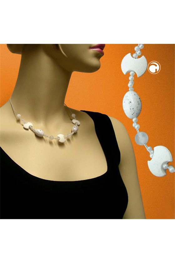 NECKLACE ROUND ANTIQUE-LIKE WHITE 45CM