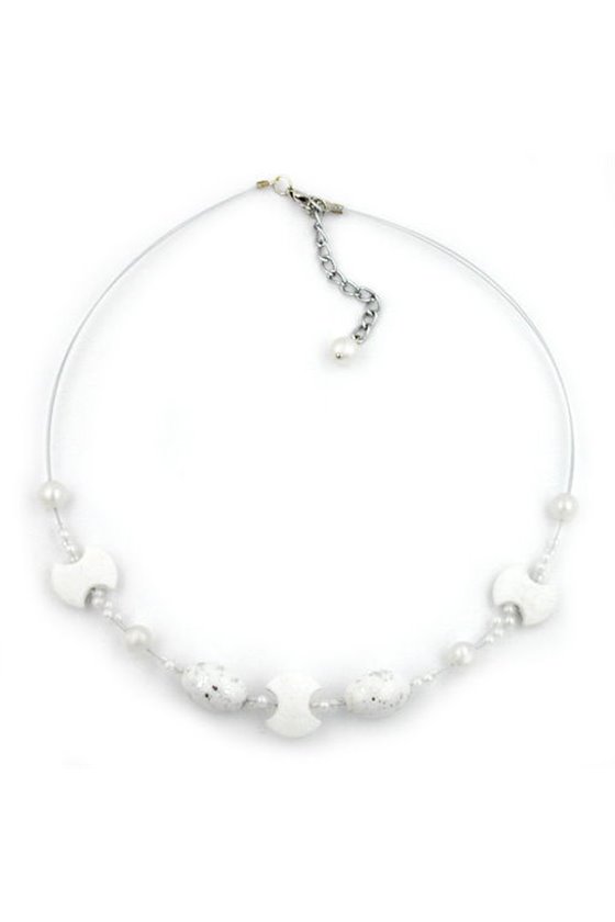 NECKLACE ROUND ANTIQUE-LIKE WHITE 45CM