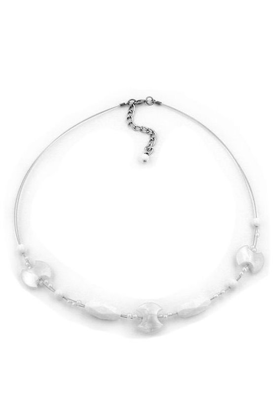 NECKLACE WHITE FANTASY BEADS 45CM