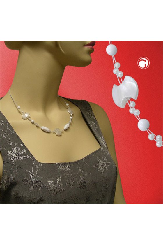 NECKLACE WHITE FANTASY BEADS 45CM