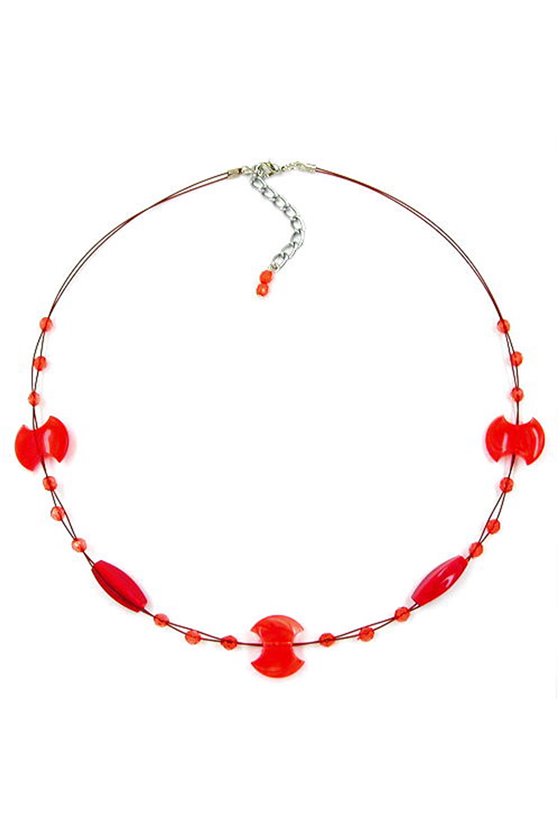 NECKLACE SMALL DISK RED MARBELED