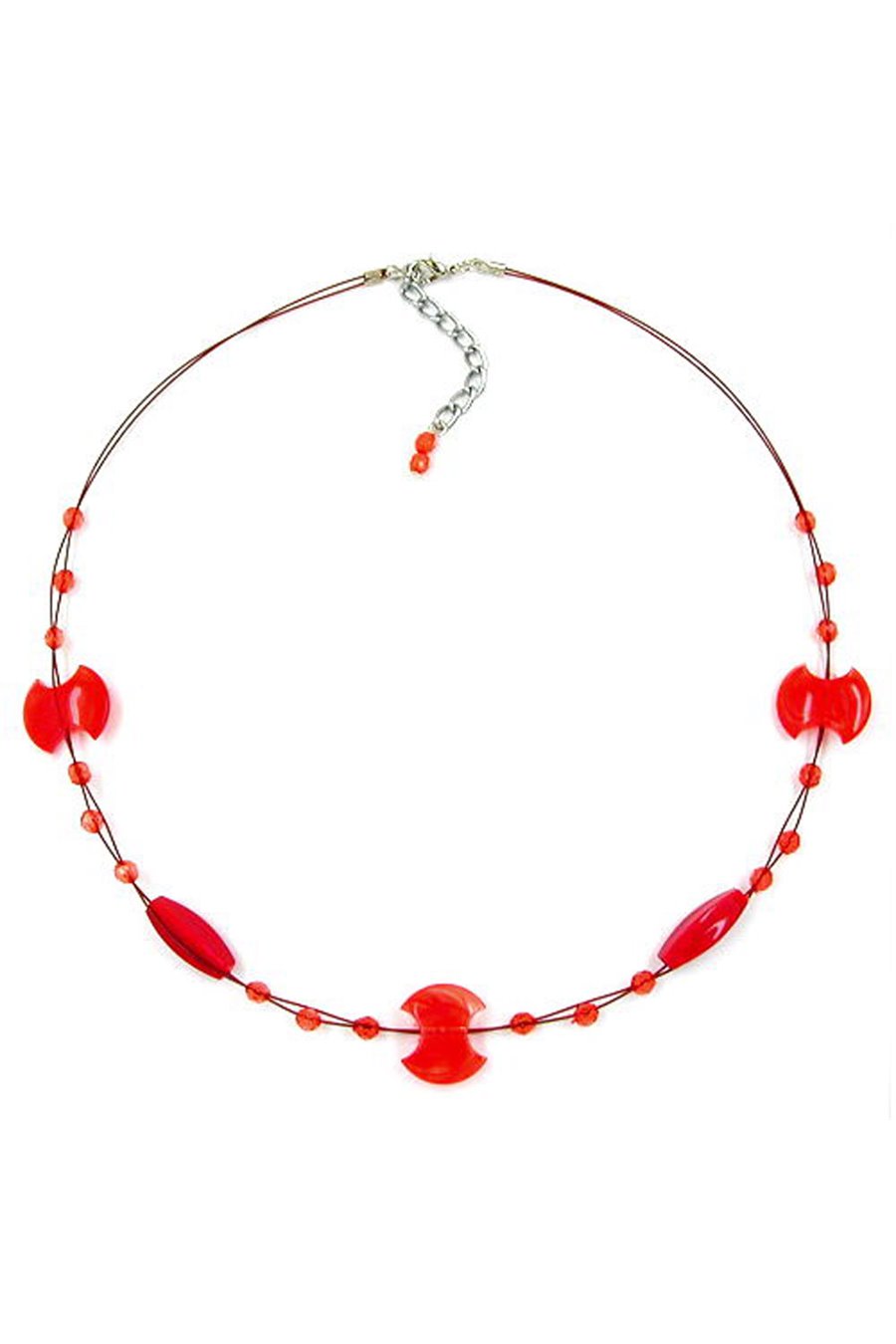 NECKLACE SMALL DISK RED MARBELED