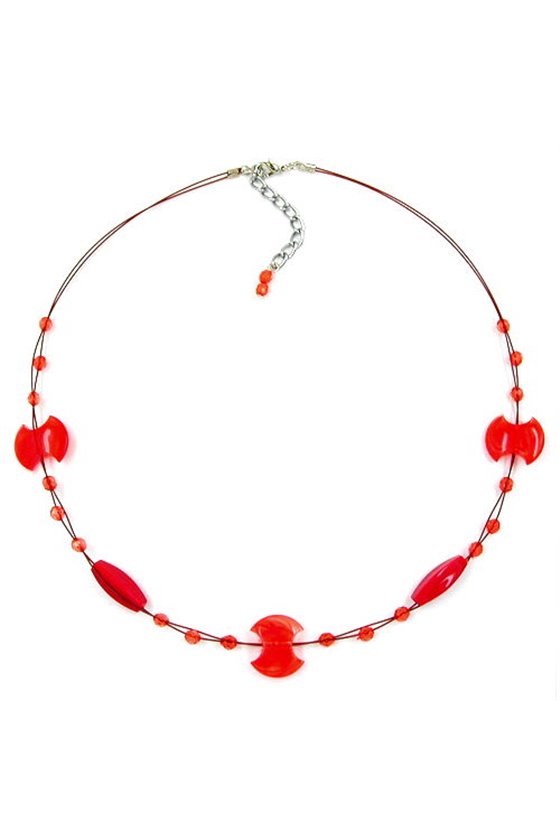 NECKLACE SMALL DISK RED MARBELED