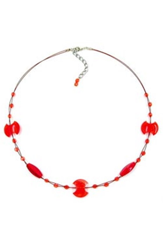 NECKLACE SMALL DISK RED MARBELED