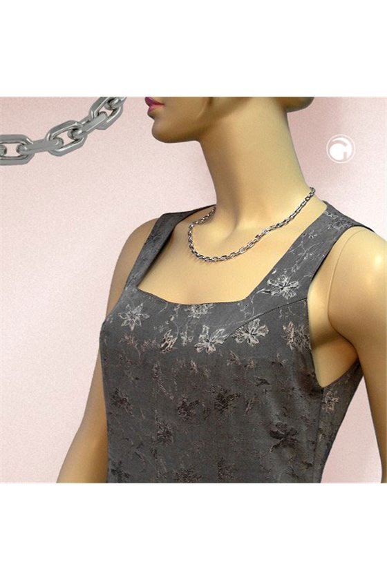 NECKLACE ANCHOR CHAIN 6MM RHODIUM PLATED 50CM