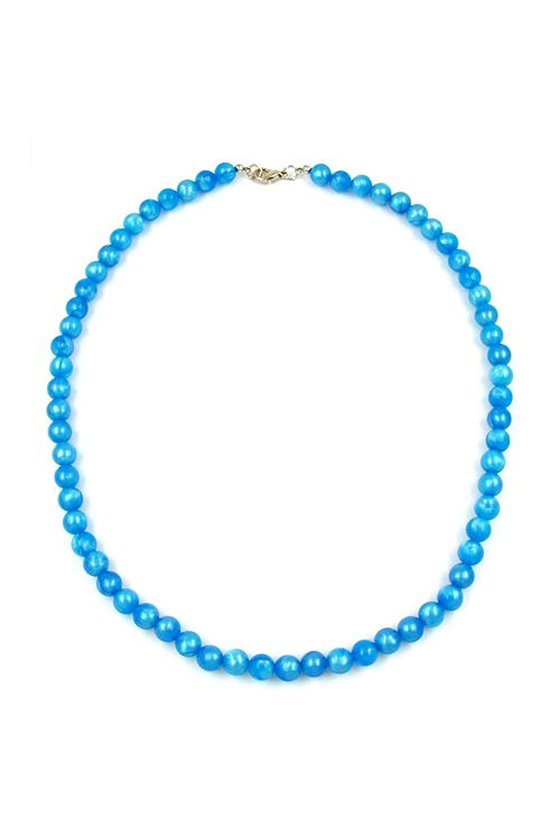 NECKLACE BEADS AZURE-BLUE/ SILKY SHIMMERING