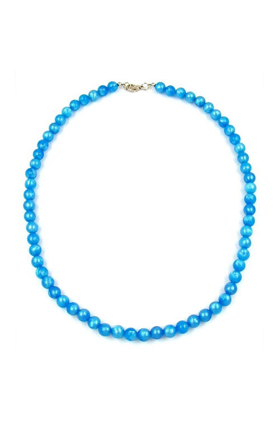 NECKLACE BEADS AZURE-BLUE/ SILKY SHIMMERING