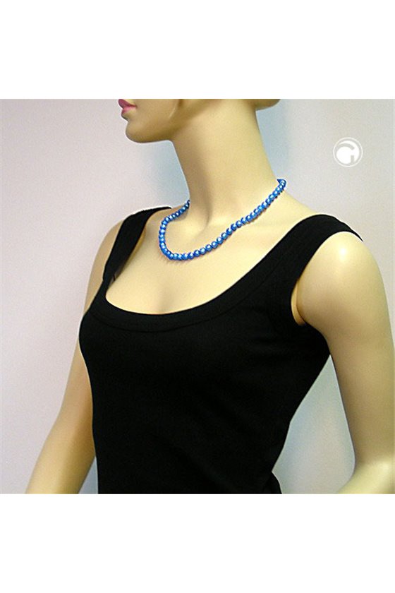 NECKLACE BEADS AZURE-BLUE/ SILKY SHIMMERING