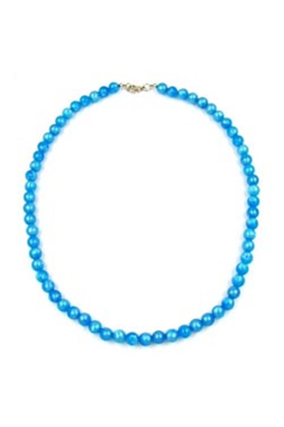 NECKLACE BEADS AZURE-BLUE/ SILKY SHIMMERING