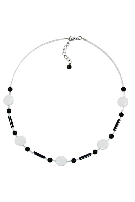 NECKLACE BEADS WHITE-BLACK