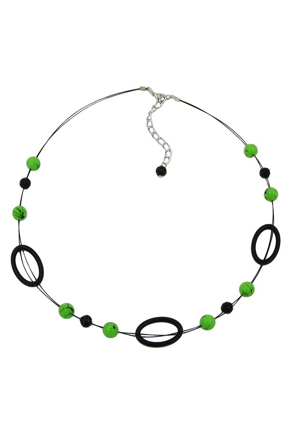NECKLACE GREEN AND BLACK BEADS
