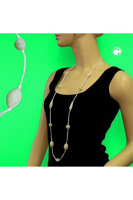 NECKLACE BEADS LIGHT/GREEN/YELLOW