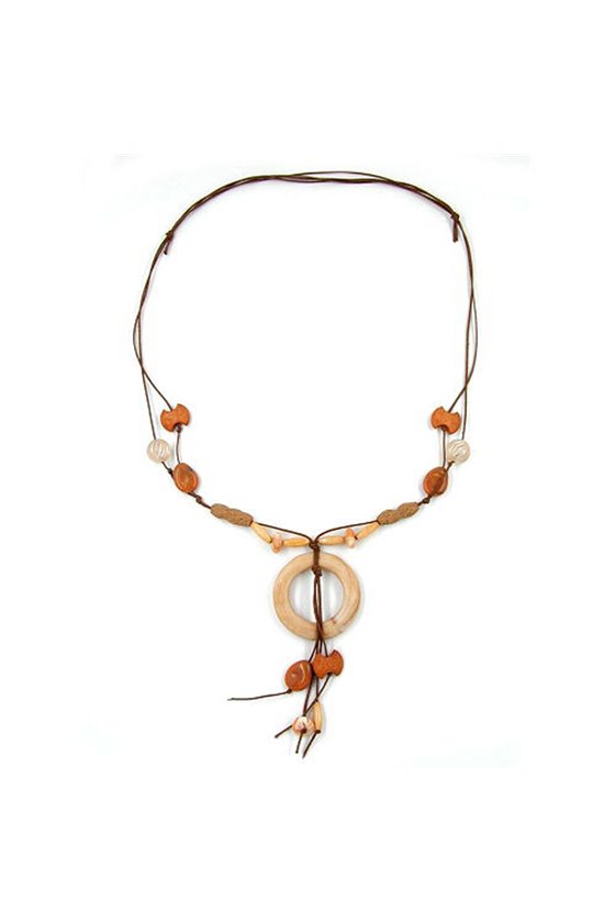 NECKLACE RING BROWN LIGHT-BROWN