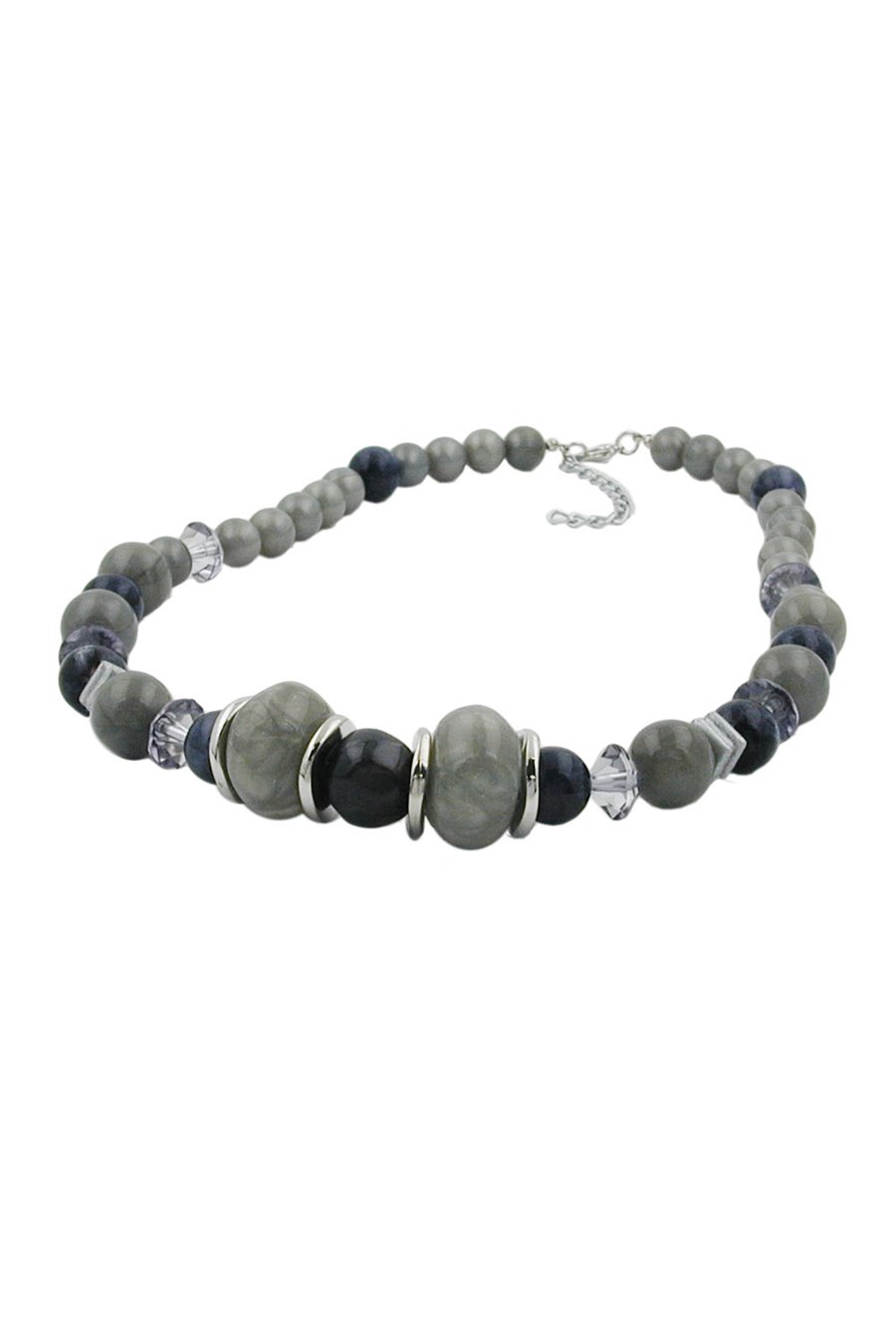 NECKLACE DIFFERENT GREY AND SILVER-GREY BEADS