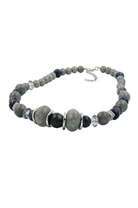 NECKLACE DIFFERENT GREY AND SILVER-GREY BEADS