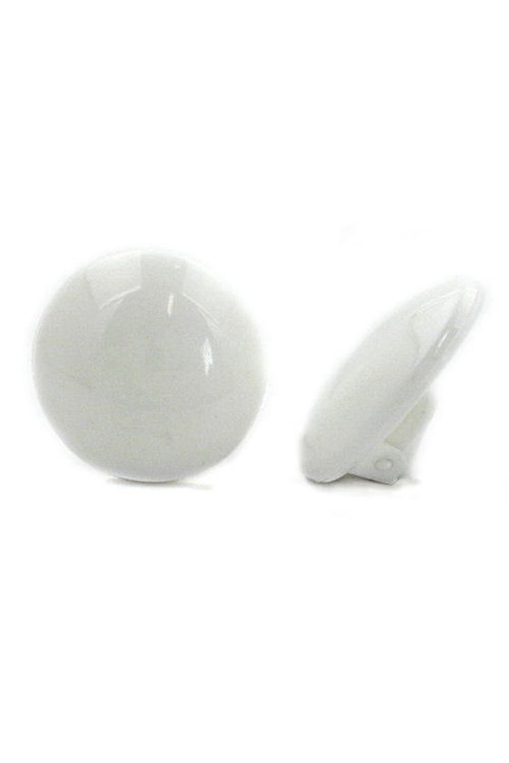 CLIP-ON EARRING ROUND AND WHITE PLASTIC