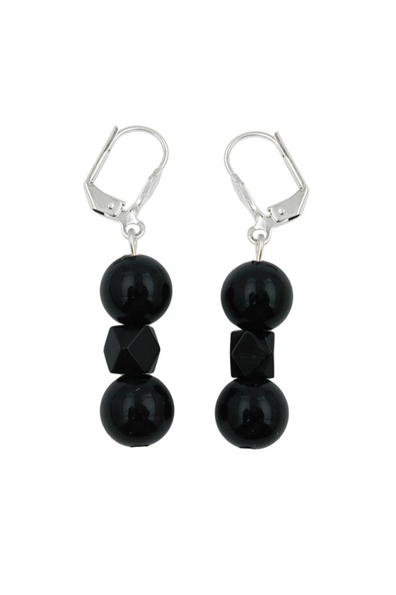 LEVERBACK EARRINGS BLACK BEADS