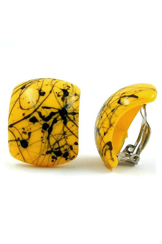 CLIP-ON EARRING YELLOW BLACK