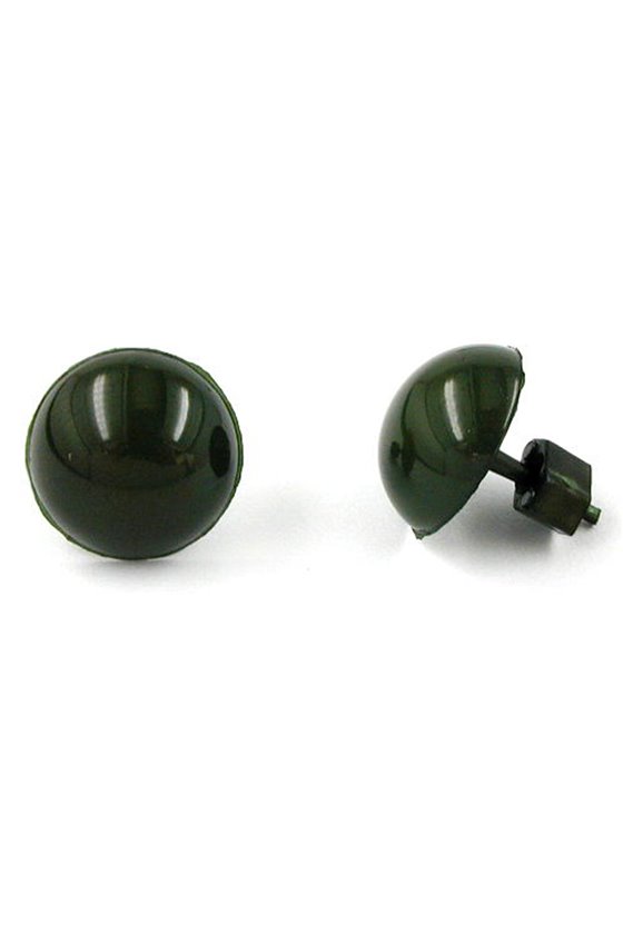 STUD EARRINGS PLASTIC ROUND DARK GREEN