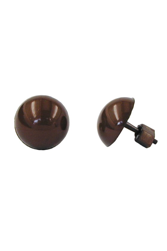 STUD EARRINGS PLASTIC ROUND DARK BROWN
