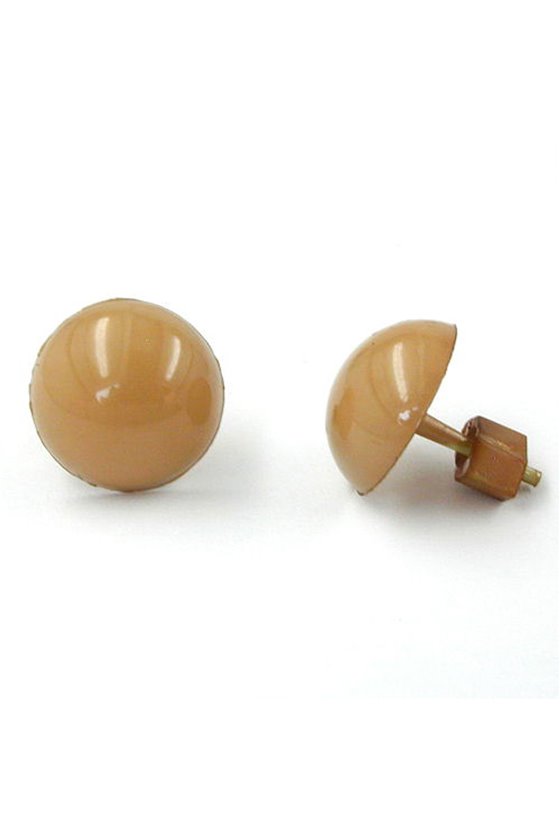 STUD EARRINGS PLASTIC ROUND LIGHT BROWN