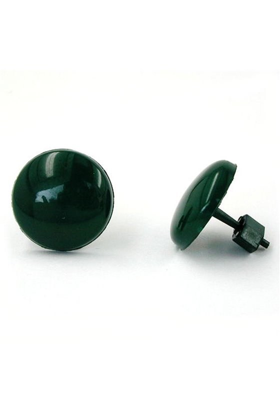 STUD EARRINGS PLASTIC ROUND DARK GREEN