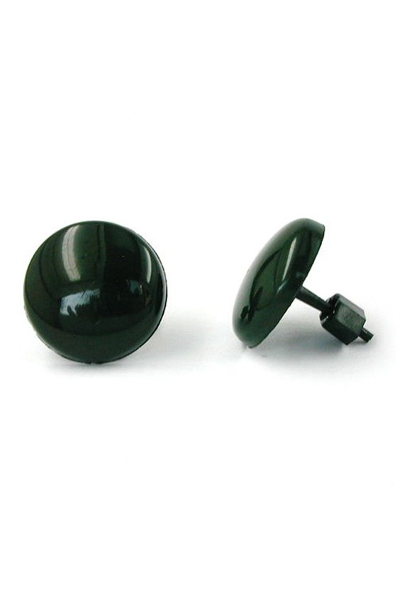 STUD EARRINGS PLASTIC ROUND DARK GREEN