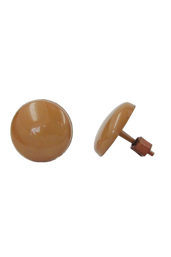 STUD EARRINGS PLASTIC ROUND LIGHT BROWN