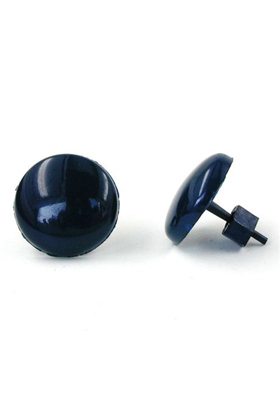 STUD EARRINGS PLASTIC ROUND DARK BLUE