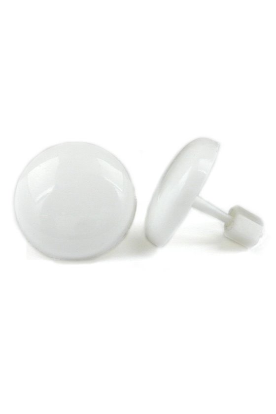STUD EARRINGS PLASTIC ROUND WHITE
