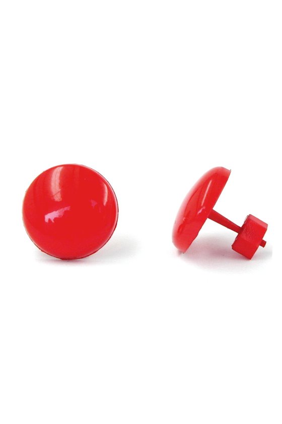 STUD EARRINGS PLASTIC ROUND RED