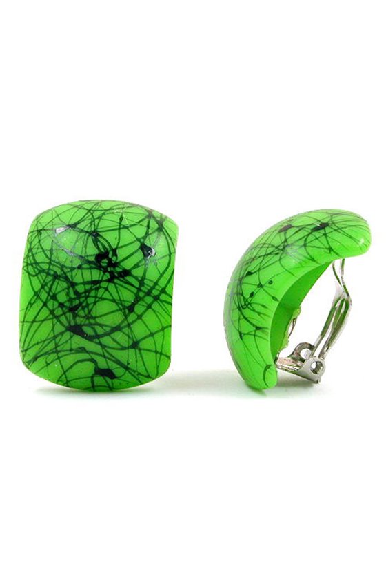 CLIP-ON EARRING GREEN BLACK