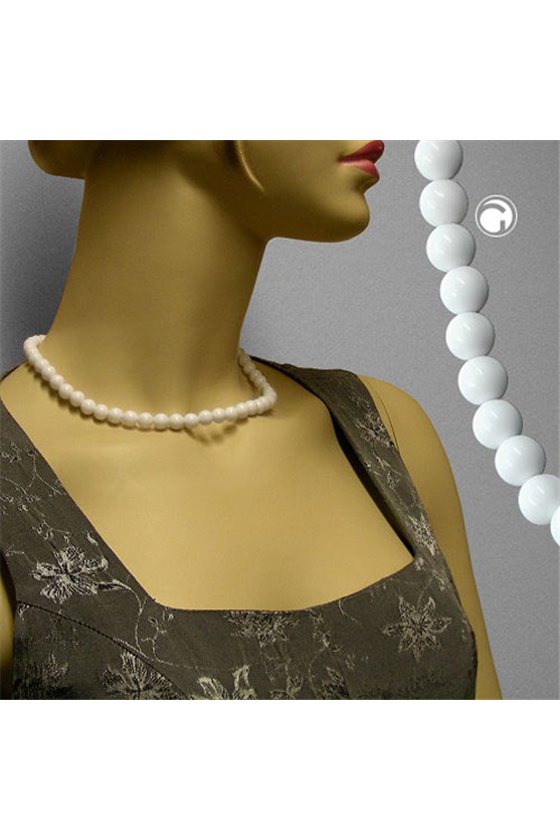 NECKLACE BEADS 8MM WHITE