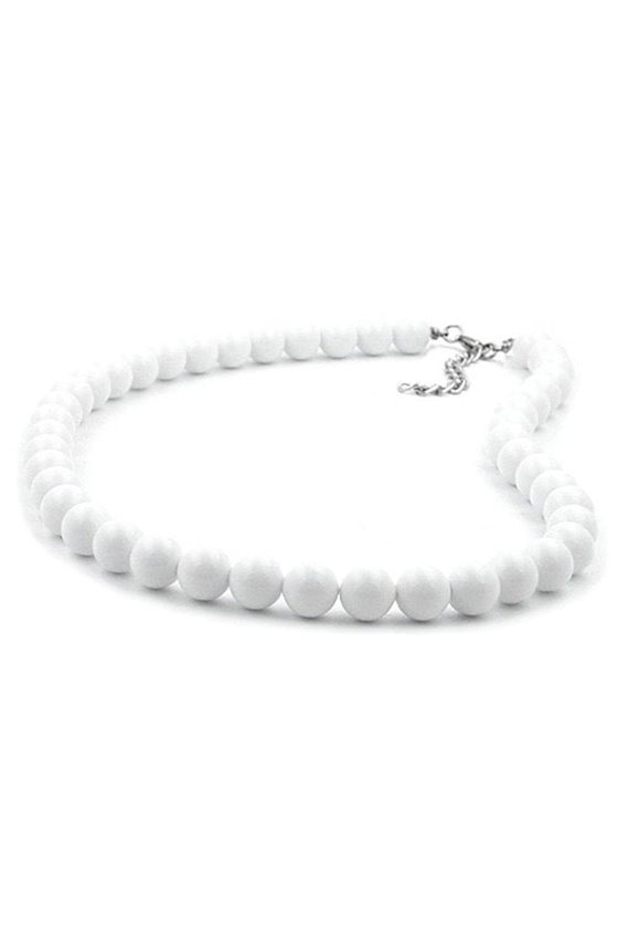 NECKLACE BEADS 8MM WHITE SHINY
