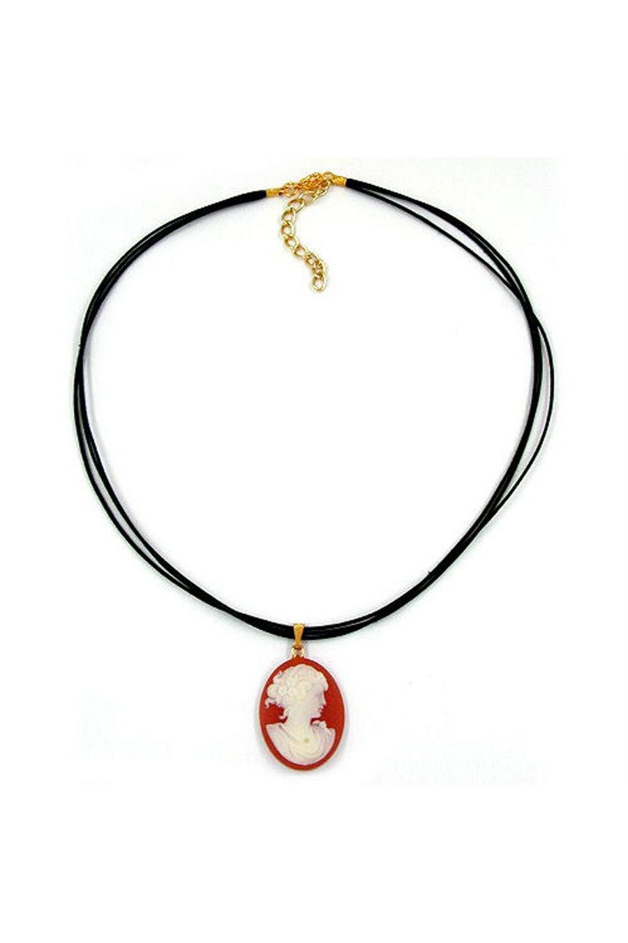 NECKLACE CAMEO WHITE/SALMON-RED