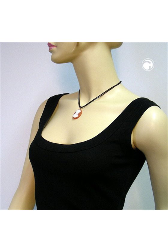 NECKLACE CAMEO WHITE/SALMON-RED