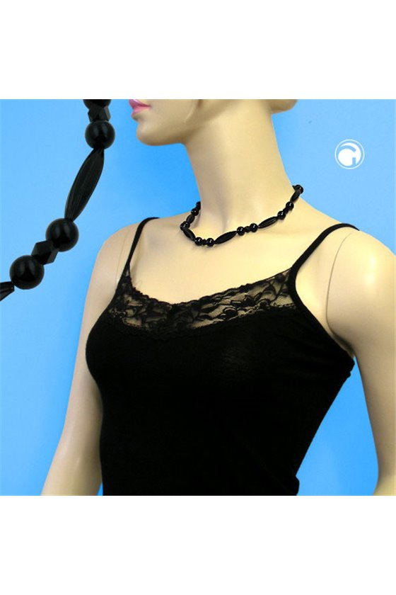 NECKLACE DIFFERENT SHAPES OF BLACK BEADS