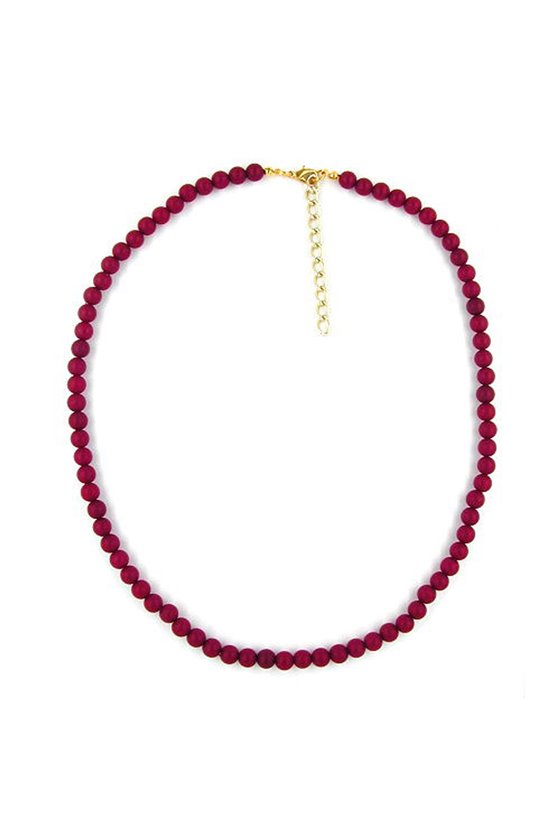 NECKLACE BEADS 6MM BORDEAUX/ DULL