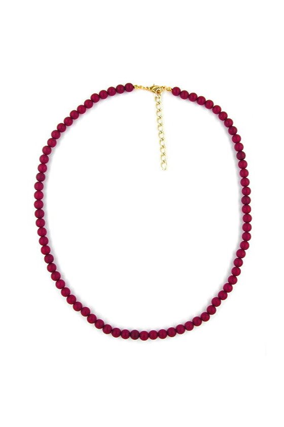 NECKLACE BEADS 6MM BORDEAUX/ DULL